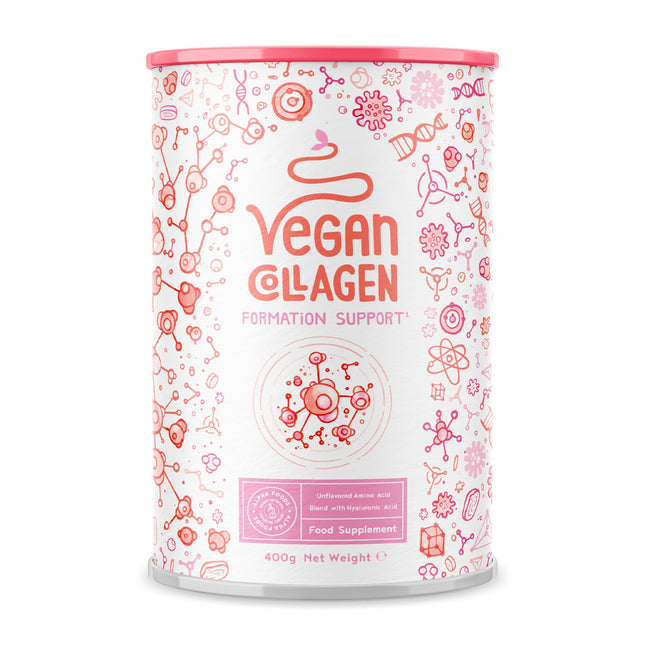 Vegānu kolagēna pulveris + hialuronskābe [400 g] | Augu izcelsmes alternatīva kolagēna hidrolizātam | ar 13 aminoskābēm un C vitamīnu no Camu | Bezgaršīgs | Ražots Vācijā | Alfa pārtikas produkti