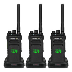 Retevis NR30D tāla darbības rādiusa rācijas, DMR divvirzienu rācijas, nākamās paaudzes trokšņu slāpēšana, IP67, 2800 mAh, saderīgas ar Moto AES256 viesnīcām (melnas, 3 iepakojumā)