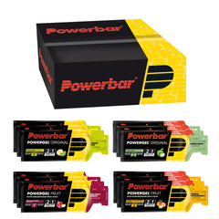 Powerbar - PowerGel daudzgaršu kaste - 12x41g - enerģijas želejas ar augstu ogļhidrātu saturu - ogļhidrātu attiecība 2:1 - nātrijs