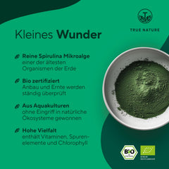 Organiskās spirulīnas tabletes – 600 tabletes (500 mg) – 4000 mg augsta deva – Organiskas aļģes no sertificētas bioloģiskās lauksaimniecības – Vegāns – TRUE NATURE®