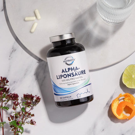 Alfa lipoīnskābe ALA 500 mg | 180 lielas devas vegānas kapsulas | Palīdz pret iekaisumu, atbalsta cukura līmeņa asinīs regulēšanu un nervu veselību, efektīvs pret tirpšanu pēdās, rokās, ekstremitātēs un citur