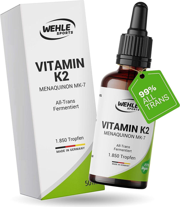 K2 vitamīns MK7 200µg 1850 pilieni 50ml - Premium: 99% All-Trans Menahinons - Laboratorijā pārbaudīts, vegāns, augstas devas un ražots Vācijā.