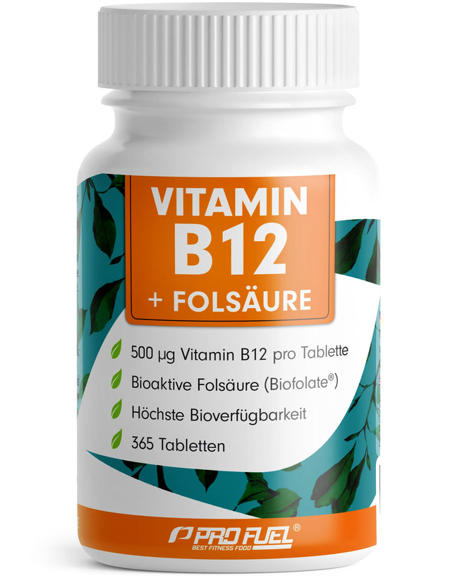 VITAMĪNS B12 lielā devā - 365 tabletes ar 500µg B12 vitamīna + 200µg Biofolate® folskābes - metilkobalamīns, adenozilkobalamīns un hidroksokobalamīns, B12 vitamīns - laboratoriski pārbaudīts ar sertifikātu - 100% vegāns