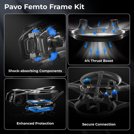 BETAFPV Pavo Femto bezkontaktu kvadrokopters, 2S kabatas drons ar HD VTX kronšteinu DJI O4 gaisa vienībai, F4 2-3S 20A FC, 1102 | 14000KV motors vienmērīgai aerofotogrāfijas lidojumam brīvā stilā