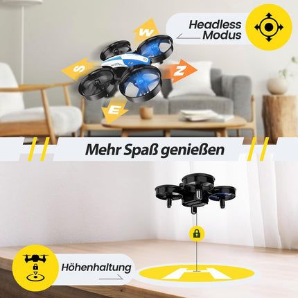 Holy Stone HS210 mini drons bērniem, RC kvadrokoptera mini drons ar 3 baterijām, 21 min. Ilgs lidojuma laiks, automātiska augstuma noturēšana, 360° rotācija, bezgalvas režīms, vienas pogas iedarbināšana iesācējiem, zils