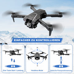 Drons ar 4K kameru, salokāms RC drons RC kvadrokopters ar 1080P HD dubulto kameru, FPV pārraidi, 2 akumulatoriem, žestu vadību, augstuma noturēšanu, vienas pogas pacelšanos/nosēšanos 3D pagriezienus iesācējiem (melns)