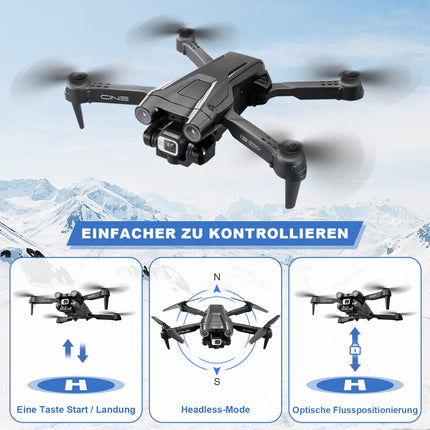 Drons ar 4K kameru, salokāms RC drons RC kvadrokopters ar 1080P HD dubulto kameru, FPV pārraidi, 2 akumulatoriem, žestu vadību, augstuma noturēšanu, vienas pogas pacelšanos/nosēšanos 3D pagriezienus iesācējiem (melns)