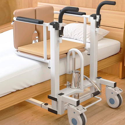 Pacientu pacēlājs mājām, hidrauliskais pārvietošanas krēsls vecāka gadagājuma un slimiem cilvēkiem, pacelšanas augstums 43–62 cm, 180° dalāms sēdeklis, ērta pārvietošana no gultām, dīvāniem un tualetēm