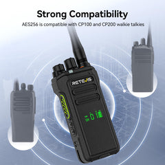 Retevis NR30D tāla darbības rādiusa rācijas, DMR divvirzienu rācijas, nākamās paaudzes trokšņu slāpēšana, IP67, 2800 mAh, saderīgas ar Moto AES256 viesnīcām (melnas, 3 iepakojumā)