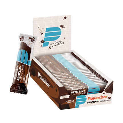 Powerbar - Protein Plus - Zems cukura saturs - Šokolādes-Braunija - 30x35g - Batoniņi tikai ar 107 kcal - Fitnesa batoniņš ar šķiedrvielām