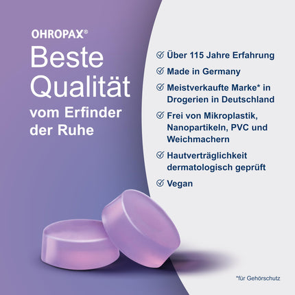 OHROPAX Good Night ausu aizbāžņi – no formējama silikona izgatavoti priekšausu aizbāžņi – piemēroti visām ausīm un visām gulēšanas pozām – skaņas izolācijas vērtība SNR 23 dB – mierīgam un atslābinošam miegam – 8 gabali