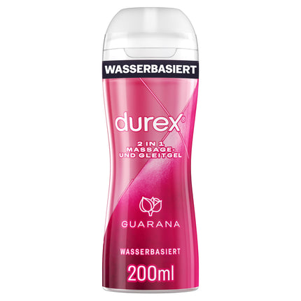Durex 2 in 1 masāžas un lubrikants Guarana – Ar maigu tekstūru visa ķermeņa masāžai un intīmajām zonām – 200 ml (1 iepakojums)