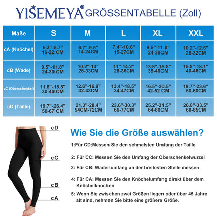 Medicīniskās kompresijas zeķubikses sievietēm un vīriešiem, 20–30 mmHg, progresīva atbalsta zeķubikses, necaurspīdīgas kompresijas zeķubikses bez purngaliem, 2. klase, piemērotas varikozu vēnu tūskas gadījumā, TVT (melnas, XL)