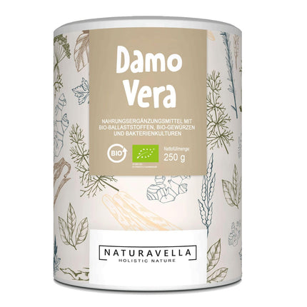 DamoVera® Bioloģiska zarnu trakta ārstēšana no ekspertiem | Augstākās kvalitātes organisko šķiedru, organisko garšvielu un baktēriju kultūru komplekss | Augsti koncentrēts, vegāns un laboratorijā pārbaudīts, 250 g