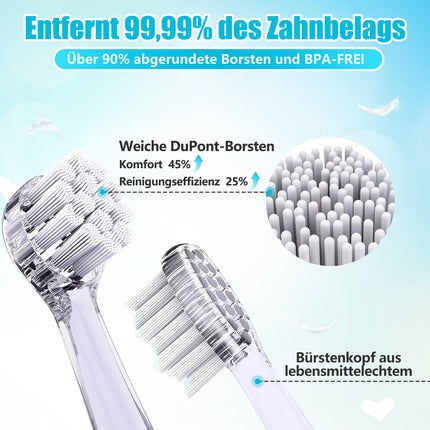 Elektriskā zobu birste bērniem, bērnu zobu birste, bērnu zobu birste no 1 2 3 gadu vecuma, ar LED gaismu, integrētu taimeri, 90% noapaļoti sariņi, bērnu zobu birste mazuļiem no 6 mēnešu vecuma (zilais pingvīns)