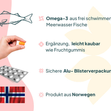 EasyFishoil Omega 3 želeja bērniem ar holīnu, folskābi, B6, B12 30 dienām. Želejas zivju eļļa ar augstu devu, bērniem un pieaugušajiem, tīras zivju eļļas kapsulas bērniem - dabīga Omega 3 BĒRNIEM - bērniem.