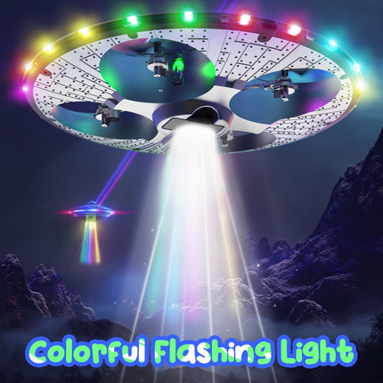 Drons RC UFO bērniem un iesācējiem, tālvadības lidaparāts ar gaismu, RC lidaparāta helikoptera kvadrokopters ar automātisko lidošanas funkciju un 2 akumulatoriem (15 minūtes)