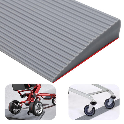 Durvju sliekšņa rampas, sliekšņa rampa, PVC ratiņkrēslu rampa, neslīdoša virsma, gumijas rampa, sliekšņa rampa ratiņkrēsliem, ratiņiem, staigulīšiem vai e-skrejriteņiem (pelēka, 90 x 8 x 2 cm)