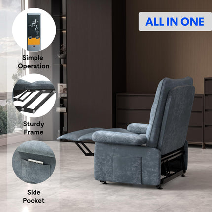 FLEXISPOT atpūtas krēsls, stāvkrēsls ar 3 motoriem, elektriskais guļamkrēsls guļamistabā, atpūtas krēsls ar stāvēšanas palīglīdzekli, senioru krēsls viesistabā (pelēks)