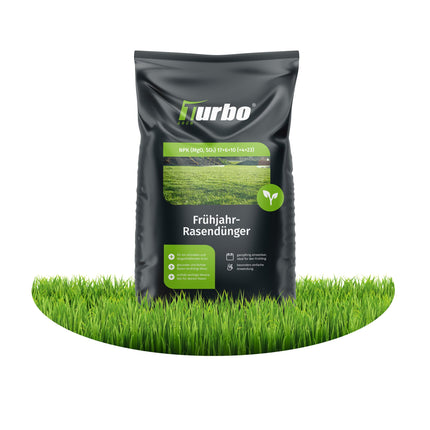 Turbogreen zāliena mēslojums pavasara 20kg, veselīgs zāliens, izspiež sūnas, ideāli piemērots pavasarim un vasarai, piemērots izkliedēšanai, mazputekļu granulas, zāliena mēslojums