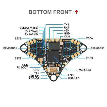 BETAFPV G473 4IN1 Air Brushless lidojuma kontrolieris Viegls 1S AIO FC ar 16MB BlackBox BB51 Bluejay 96K ESC OSD mikroshēmu SPI savienojums Ārējais UART ports 1S FPV Whoop Drone Quad, piemēram, Air65/Air75