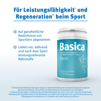 Basica® dzeramā bāzes pulveris sportistiem | Citrusaugļu garša | Ogļhidrātu-elektrolītu šķīdums | sārmaini minerāli un vitamīni | veiktspējai* un atjaunošanās** sporta laikā | 660 gramu bundža