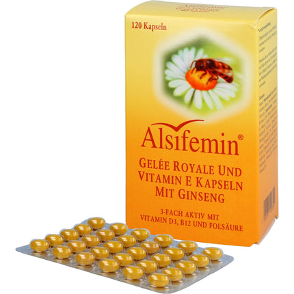 ALSIFEMIN peru pieniņš + E vitamīns ar žeņšeņu kapsulas 120 gab.