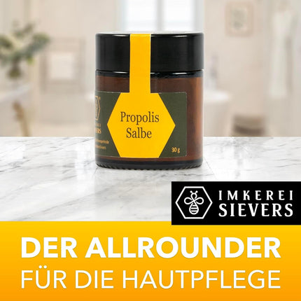 Nordbienchen® Propolisa ziede 30g - No mūsu pašu biškopības – Dabīgs propolisa krēms ādas kairinājumiem, aknei, neirodermatītam, herpes, kārpām – Bišu vaska ziede bez piedevām