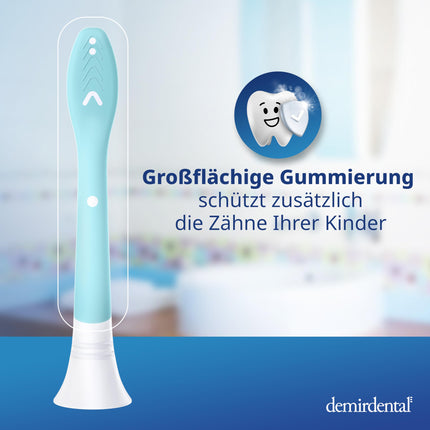 Demirdental rezerves birstes bērniem, piemērotas Philips Sonicare rezerves birstēm Kids, bērnu Sonic zobu birstes, bērnu rezerves birstes no 7 gadu vecuma, atbilst HX6044, tirkīza krāsā, 8 gabalu komplekts