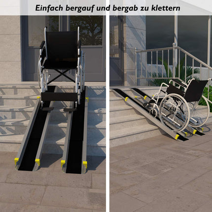 COSTWAY 2 x ratiņkrēslu rampas līdz 270 kg, 121,5–212,5 cm, teleskopiska rampa ar neslīdošu virsmu, teleskopiska rampu pāris no alumīnija, neslīdoša iekraušanas rampa, alumīnija rampa