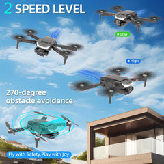Drons ar kameru, HD 1080P droni ar bezkontaktu motoru, drons ar dubultu kameru bērnu droniem, RC kvadrokoptera drons ar 3D pagriezieniem, pacelšanās/nosēšanās ar vienu taustiņu, 2 baterijas