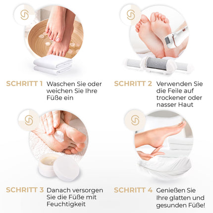 Essy Callus Remover elektriskā testa uzvarētājs ar 5 rezerves rullīšiem Callus Remover elektriskā Callus Remover pēdu kopšanas ierīce pedikīra komplekts elektroniska pēdu kopšanas Callus fails (balts)