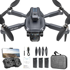 HYTOBP M°max drons ar 1080P kameru pieaugušajiem, droni bērniem, bezsuku motors, tālvadības drons, 3 baterijas, 5G WiFi, augstuma noturēšana, pacelšanās/nosēšanās ar vienu pogu, bezgalvas režīms, 3D apgriešana