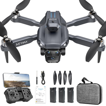 HYTOBP M°max drons ar 1080P kameru pieaugušajiem, droni bērniem, bezsuku motors, tālvadības drons, 3 baterijas, 5G WiFi, augstuma noturēšana, pacelšanās/nosēšanās ar vienu pogu, bezgalvas režīms, 3D apgriešana