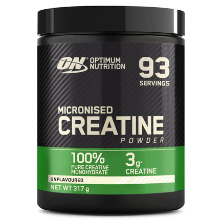 Optimum Nutrition mikronizēts kreatīna pulveris, 100% tīrs kreatīna monohidrāta pulveris, bez garšas, 93 porcijas, 317 g