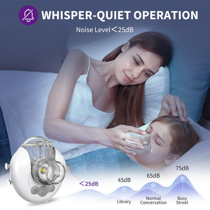 FEELLIFE inhalators, kluss inhalators pieaugušajiem un bērniem, 3 regulējami režīmi, īpaši viegls brīvroku inhalators, inhalators mājām un ceļojumiem, uzlādējams akumulators