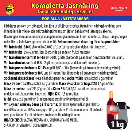 Pilnvērtīgas rauga barības vielas spirta fermentācijai, 1 kg iepakojumā