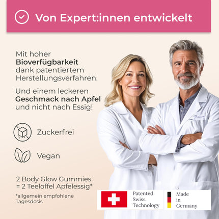 YUICY® ābolu sidra etiķa želejkonfektes - ar B12 vitamīnu un folskābi enerģijai, gremošanai un vielmaiņai - vegānas un bez cukura - garda ābolu garša - ābolu sidra etiķa želejkonfektes - 60 gab. - LAIMĪGA ZARNA