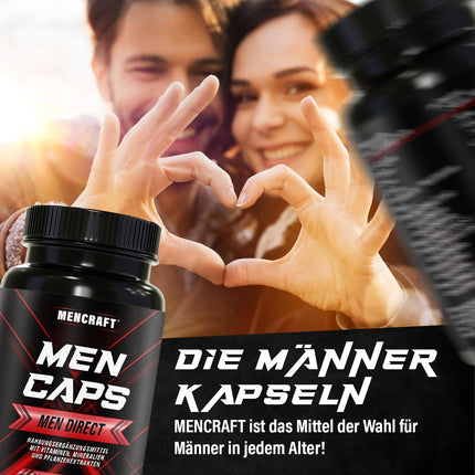 MENCRAFT MEN DIRECT - Vīriešu īpaši stipras kapsulas - INSTANT formula ar augstu devu - ar L-arginīnu, maka, Tribulus Terrestris, žeņšeņu, 60 kapsulas