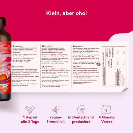 Astaksantīns 12 mg augsta deva - 60 Depot mīkstās kapsulas - Haematococcus Pluvialis - vegāns astaksantīns ar augstu biopieejamību - Alpha Foods