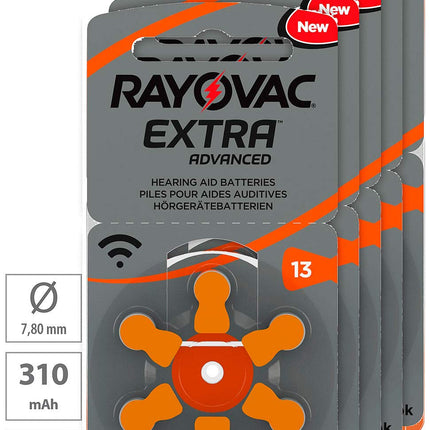 RAYOVAC dzirdes aparātu baterijas 13 Extra Advanced 1.45V 310 mAh, 5x6 iepakojumā