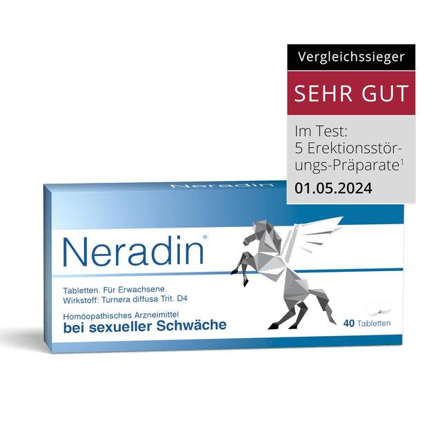 Neradin tabletes - potences pastiprinātājs vīriešiem ar Damianu: bezrecepšu zāles seksuāla vājuma, piemēram, erektilās disfunkcijas, ārstēšanai - testosterona pastiprinātājs spontānam seksam - 40 tabletes