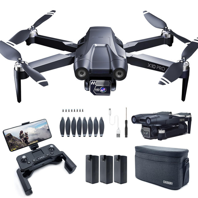 CHUBORY X10 PRO GPS drons ar 4K UHD kameru pieaugušajiem, 90 minūšu lidojuma laiks, 1000 metru vadības diapazons, automātiska atgriešanās, sekošanas režīms, bezsuku motors, 5G RC kvadrokopters iesācējiem