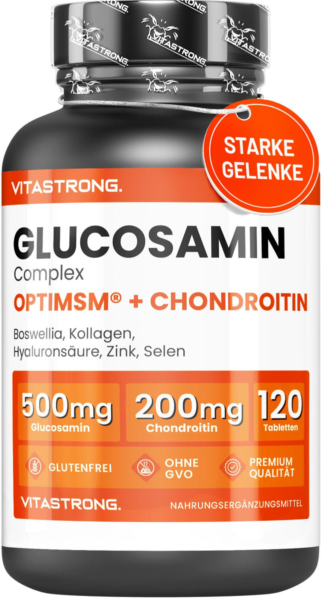 Glikozamīna hondroitīns ar MSM kolagēnu un hialuronskābi, cinku, selēnu, mangānu, bosvēliju, glikozamīna kompleksu, MSM uztura bagātinātāju, kauliem, locītavām, skrimšļiem, Vitastrong augstākās kvalitātes bezglutēna, bez ĢMO