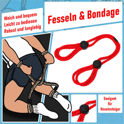 2 sasaistes virvju komplekts plaukstu locītavām un potītēm, regulējamas BDSM saites un sasaistes virve, BDSM saites, roku un kāju rokudzelži pāriem (sarkani)