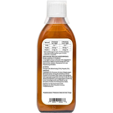 BEE&amp;YOU propolisa medus sīrups, bērniem ar C vitamīnu, uztura bagātinātājs bērniem, 100% dabīgs un bez piedevām, 33 starptautiskas balvas, 12 sertifikāti, bez glutēna, bez cukura