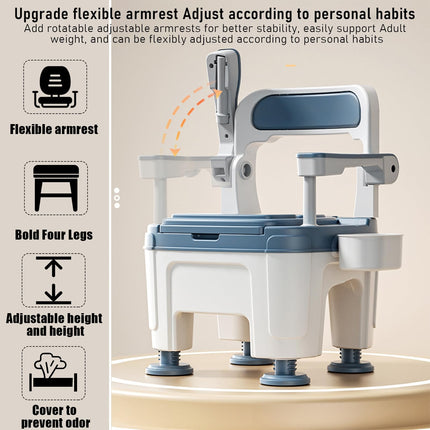 Cadciehe naktsskapītis, pārnēsājama tualete, tualetes krēsls ar rokturiem, regulējams augstums, mobila pārnēsājama tualete, pieaugušo podiņkrēsls, slodze 400 kg, senioriem, invalīdiem, vecāka gadagājuma cilvēkiem