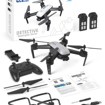 Wipkviey T6 drons ar 1080p kameru, RC kvadrokopters iesācējiem, WiFi FPV drons ar 2 baterijām, gravitācijas sensors, apgriešanas režīms, pacelšanās/nosēšanās ar vienu pogu, atgriešanās ar vienu pogu, bezgalvas režīms