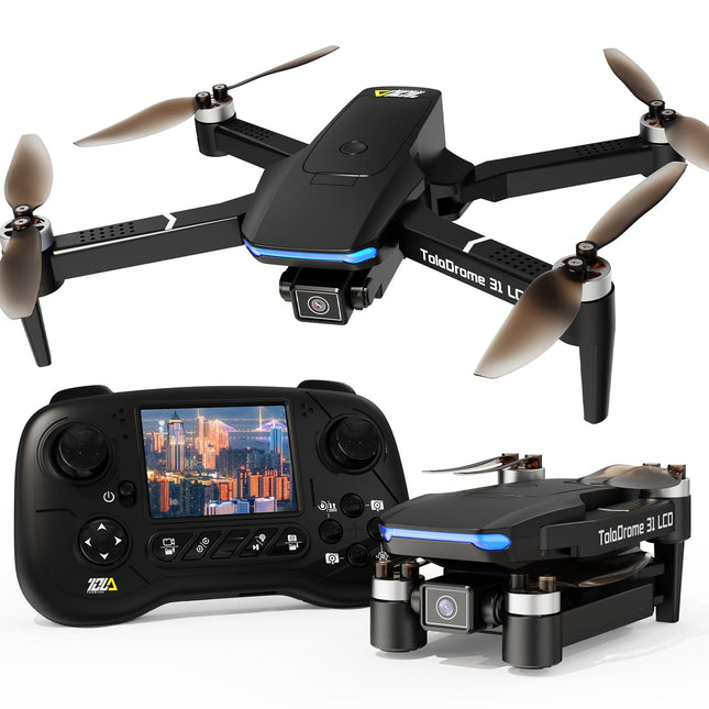 Toladrone drons ar kameras LCD ekrānu, digitālo attēlu pārraidi, tālvadības pulti, FPV drons ar bezkontaktu motoru pieaugušajiem, TD31LCD RC droni iesācējiem