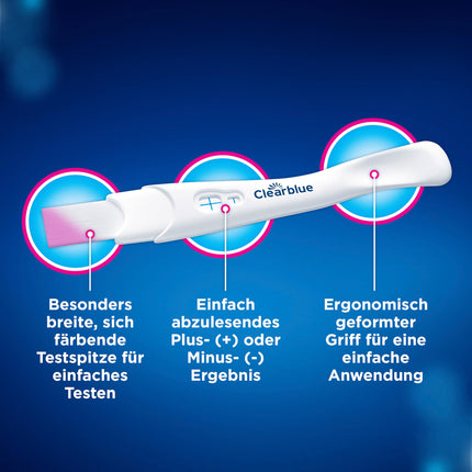 Clearblue grūtniecības tests ātrai noteikšanai, 5x grūtniecības tests, vairāk nekā 99% uzticamība ar Floorguard™, rezultāts 1 minūtes laikā
